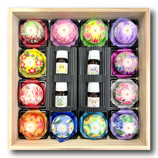 <桐箱ギフト>花丸12種と和香オイル4種